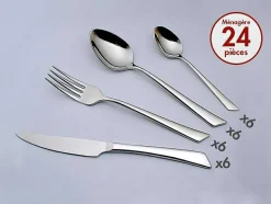 OZAIA Bestek-Bestekset 24 Stukken Van Inox Grazia - Spiegelende Afwerking - Zilverkleurig