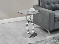 Maison Céphy Bijzettafel-Bijzettafel Joline - Transparant Gehard Glas En Stalen Voet