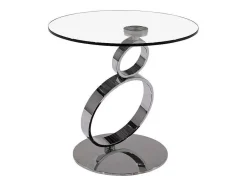 Maison Céphy Bijzettafel-Bijzettafel Joline - Transparant Gehard Glas En Stalen Voet