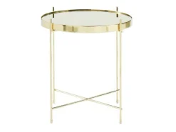 Vente-unique Bijzettafel-Bijzettafel Marcia - Spiegel En Metaal - Goud