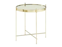 Vente-unique Bijzettafel-Bijzettafel Marcia - Spiegel En Metaal - Goud