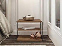 Vente-unique Bijzettafel-Bijzettafel Met 1 Plank - Licht Naturel En Zwart - Brilena