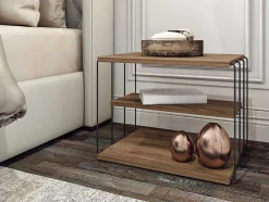 Vente-unique Bijzettafel-Bijzettafel Met 1 Plank - Licht Naturel En Zwart - Brilena