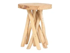 Vente-unique Bijzettafel-Bijzettafel Van Teakhout - Kleur: Naturel - Gayana