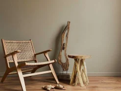 Vente-unique Bijzettafel-Bijzettafel Van Teakhout - Kleur: Naturel - Gayana