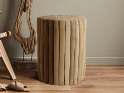 Vente-unique Bijzettafel-Bijzettafel Van Teakhout - Kleur: Naturel - Lutiana