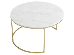 PASCAL MORABITO Salontafel-Bijzettafeltjes Angela - Marmer En Metaal - Wit En Goudkleurig - Van