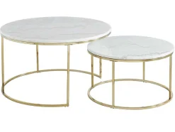 PASCAL MORABITO Salontafel-Bijzettafeltjes Angela - Marmer En Metaal - Wit En Goudkleurig - Van