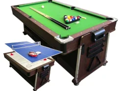 ELITESHOPPING Spel Voor Binnen-Biljarttafel 7 Voet Multi-Game Groen Air Hockey + Tennistafel Stark