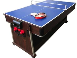 ELITESHOPPING Spel Voor Binnen-Biljarttafel 7 Voet Multi-Game Blauw Air Hockey + Tennistafel Stark