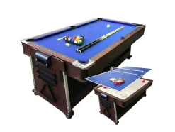 ELITESHOPPING Spel Voor Binnen-Biljarttafel 7 Voet Multi-Game Blauw Air Hockey + Tennistafel Stark