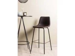 Vente-unique Barmeubel-Bistro Barmeubelset Bartafel Zwart En 2 Alexi Barstoelen Bruin.
