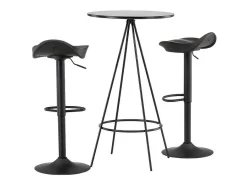 Vente-unique Barmeubel-Bistro Barmeubelset Bartafel Zwart En 2 Adesto Barstoelen Zwart.
