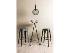 Vente-unique Barmeubel-Bistro Barmeubelset Bartafel Zwart En 2 Tempe Barstoelen Dunkergrijs.