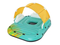Bestway Watersport-Blauw En Geel Opblaaseiland Met Afneembaar Zonnescherm - 291 X 265 Cm - Sunari Van