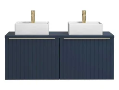 Vente-unique Dubbele Wastafel-Blauw Hangend Badkamermeubel Met Dubbele Wastafel - 120 Cm - Josepha