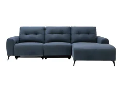 Vente-unique Elektrische Relaxbanken-Blauwe Stoffen Hoekbank Rechts Neruda