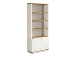 Vente-unique Boekenkast & Vitrine-Boekenkast Met 2 Deuren En 4 Nissen - Licht Naturel En Wit - Lotula