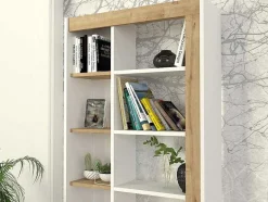 Vente-unique Boekenkast & Vitrine-Boekenkast Met 10 Nissen - Licht Naturel En Wit - Silomai