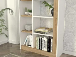 Vente-unique Boekenkast & Vitrine-Boekenkast Met 10 Nissen - Licht Naturel En Wit - Silomai