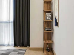 Vente-unique Boekenkast & Vitrine-Boekenkast Met 5 Planken - Naturel En Zwart - Delory