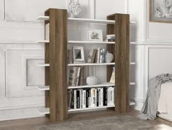 Vente-unique Boekenkast & Vitrine-Boekenkast Met 5 Planken - Naturel En Wit - Zoryn