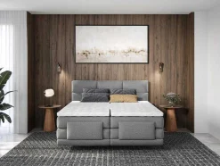 Palacio Elektrisch Relaxatiebed-Boxspring-Hoofdbord + Elektrische Lattenbodem + Matras + Opleg - 2 X 90 X 200 Cm - Lichtgrijs - Lodi Van