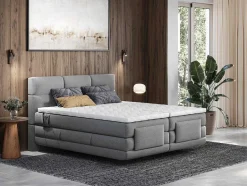 Palacio Elektrisch Relaxatiebed-Boxspring-Hoofdbord + Elektrische Lattenbodem + Matras + Opleg - 2 X 90 X 200 Cm - Lichtgrijs - Lodi Van