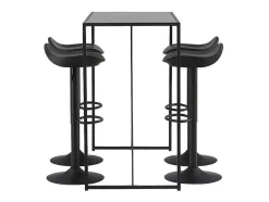 Vente-unique Barmeubel-Brea Barmeubelset Bartafel Zwart En 4 Adesto Barstoelen Zwart.