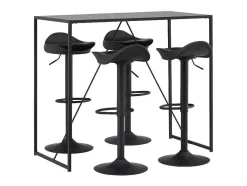 Vente-unique Barmeubel-Brea Barmeubelset Bartafel Zwart En 4 Adesto Barstoelen Zwart.