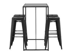 Vente-unique Barmeubel-Brea Barmeubelset Bartafel Zwart En 4 Tempe Barstoelen Zwart.