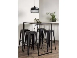 Vente-unique Barmeubel-Brea Barmeubelset Bartafel Zwart En 4 Tempe Barstoelen Zwart.