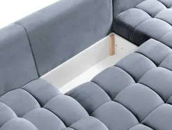 Vente-unique Xxl Hoekbank-Brede Hoekslaapbank Met Hoek Rechts Van Grijs Velours Esilia Ii