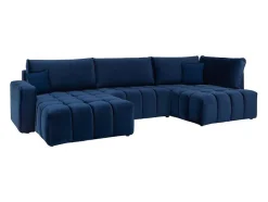 Vente-unique Xxl Hoekbank-Brede Hoekslaapbank Met Hoek Links Van Nachtblauw Velours Esilia Ii
