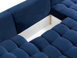Vente-unique Xxl Hoekbank-Brede Hoekslaapbank Met Hoek Links Van Nachtblauw Velours Esilia Ii