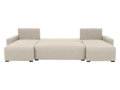 Vente-unique Xxl Hoekbank-Brede Hoekslaapbank Van Beige Stof Ladazia