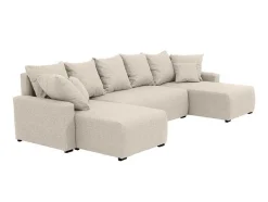Vente-unique Xxl Hoekbank-Brede Hoekslaapbank Van Beige Stof Ladazia