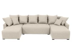 Vente-unique Xxl Hoekbank-Brede Hoekslaapbank Van Beige Stof Ladazia