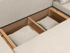 Vente-unique Xxl Hoekbank-Brede Hoekslaapbank Van Beige Stof Ladazia