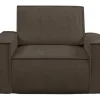 Vente-unique Fauteuil Stof Fluweel / Suedine-Bruine Fauteuil Van Ribfluweel Amelia