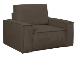 Vente-unique Fauteuil Stof Fluweel / Suedine-Bruine Fauteuil Van Ribfluweel Amelia