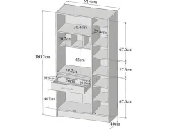 Vente-unique Keukenmeubel-Buffetkast Mady - 5 Deuren & 1 Lade - Witte Betonkleur