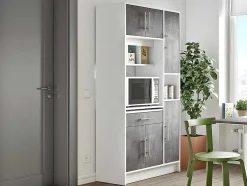 Vente-unique Keukenmeubel-Buffetkast Mady - 5 Deuren & 1 Lade - Witte Betonkleur