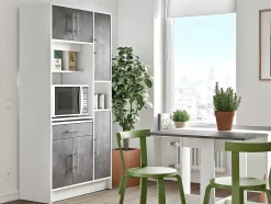 Vente-unique Keukenmeubel-Buffetkast Mady - 5 Deuren & 1 Lade - Witte Betonkleur