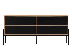 Vente-unique Buffetkast-Buffetkast Met 4 Deuren - Licht Naturel En Zwart - Memphis Ii