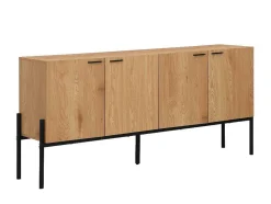 Vente-unique Buffetkast-Buffetkast Met 4 Deuren - Licht Naturel En Zwart - Memphis Ii