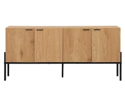 Vente-unique Buffetkast-Buffetkast Met 4 Deuren - Licht Naturel En Zwart - Memphis Ii