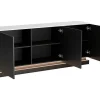 PASCAL MORABITO Buffetkast-Buffetkast Met 3 Deuren En Ledverlichting Van Mdf - Zwart Met Wit Marmereffect - Devika Van