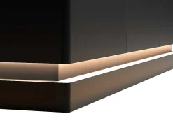 PASCAL MORABITO Buffetkast-Buffetkast Met 3 Deuren En Ledverlichting Van Mdf - Zwart Met Wit Marmereffect - Devika Van