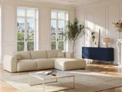 Vente-unique Buffetkast-Buffetkast Met 4 Deurtjes Van Mdf En Staal - Blauw En Goudkleurig - Yesinia